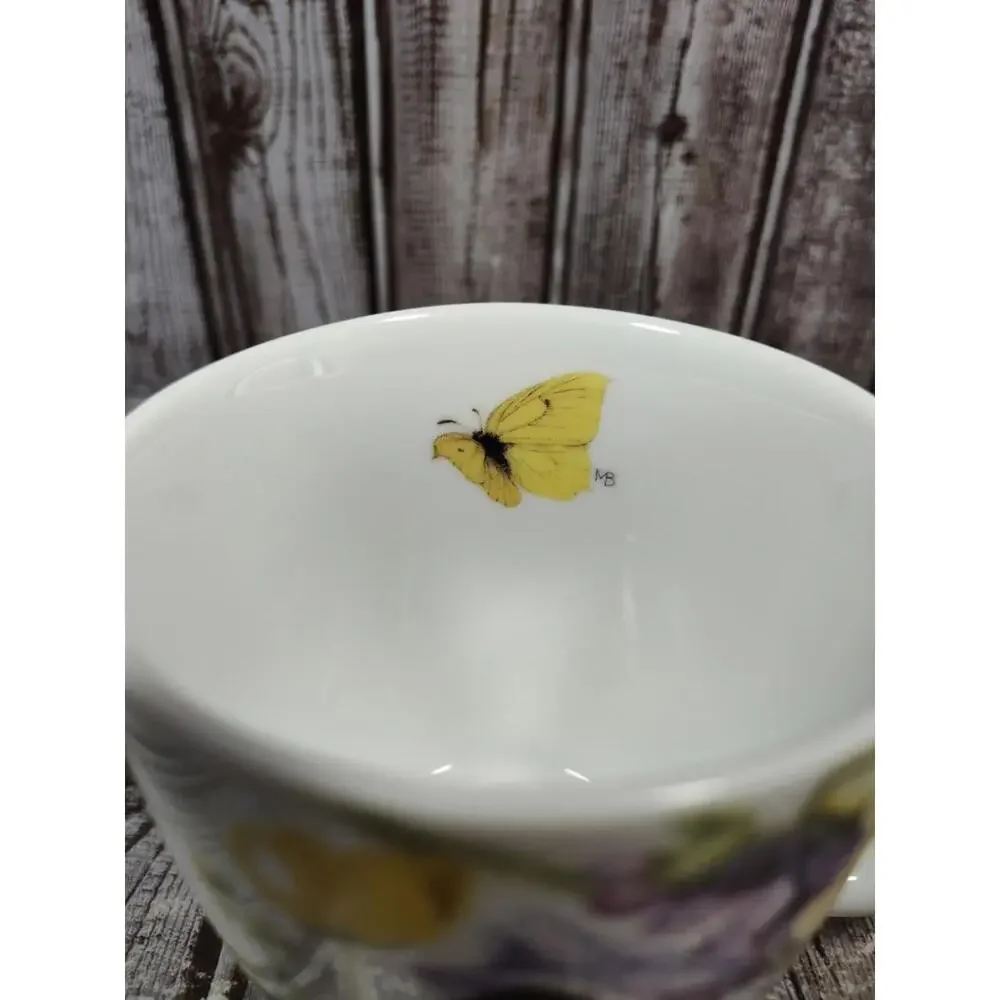 Hallmark Marjolein Bastin Coffee Tea Cup Mug Butterfly Ladybug Flowers Signed